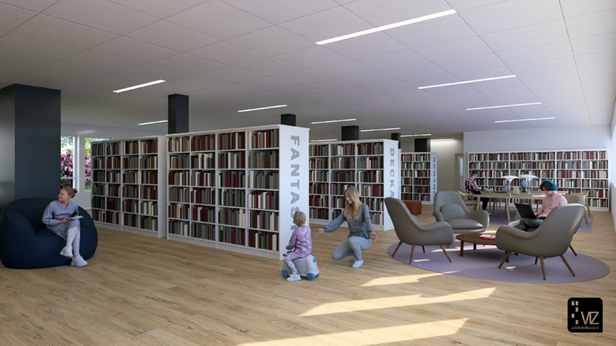 Inspirationsbild som visar en möjlig interiör i biblioteket.